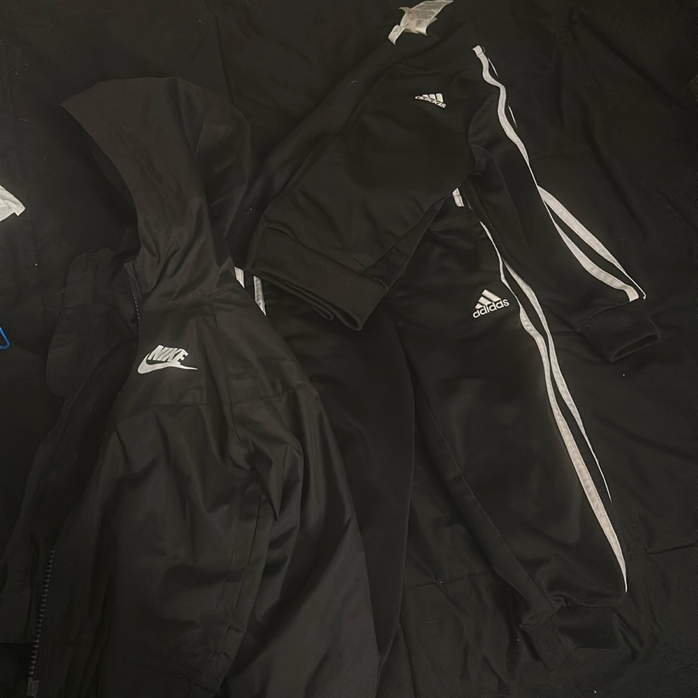 2T adidas set with shirt and Nike rain coat